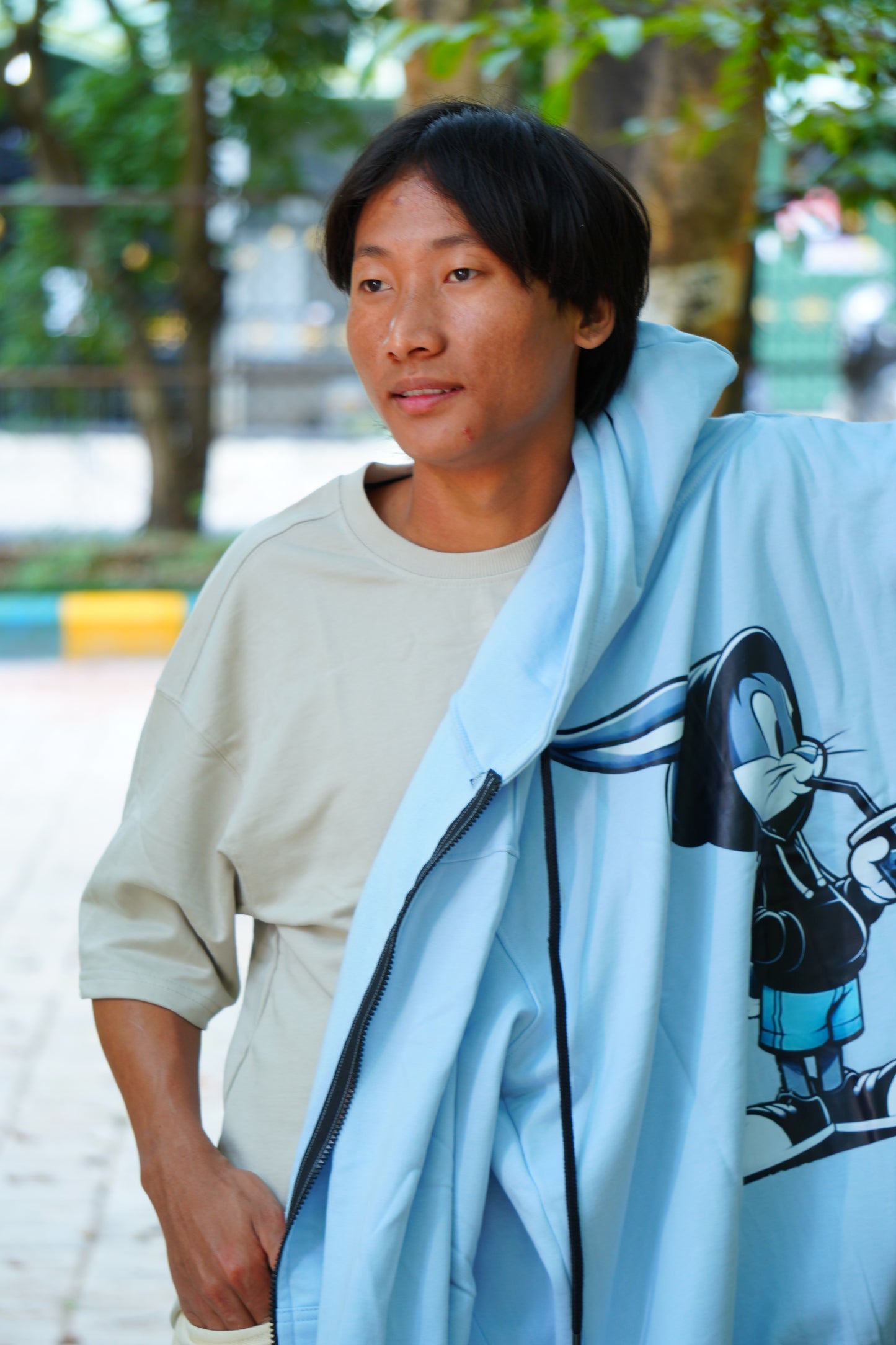Arctic Sky coloron Rabbit printed Men's Hoodies