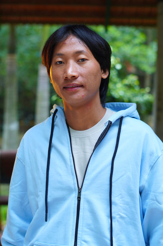 Arctic Sky blue color Rabbit printed Haddu's Hoodies