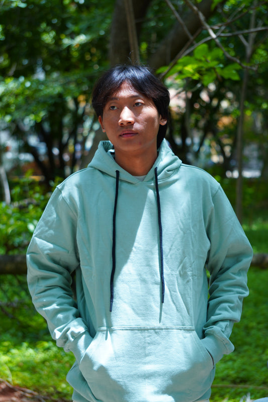 Haddu Men's Hoodie – Stylish Rabbit Graphic on Premium Cotton, Mint Green Color