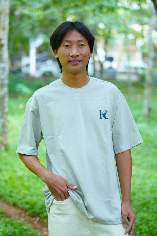 Haddu Men's Oversized T-Shirt – Tom & Jerry Back Cartoon Print on Premium Cotton, Ash Grey Color