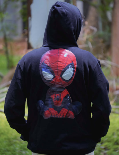 Baby spider man printed on carbon black Men's Hoodies