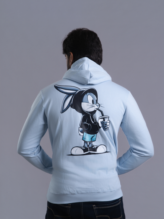 Arctic Sky blue color Rabbit printed Haddu's Hoodies